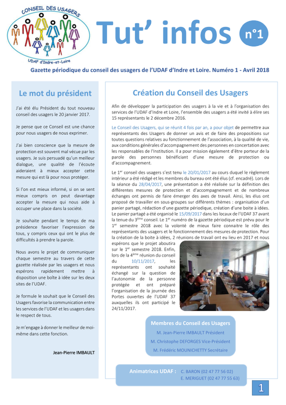 Couverture du Magazine Tut'Infos n°1